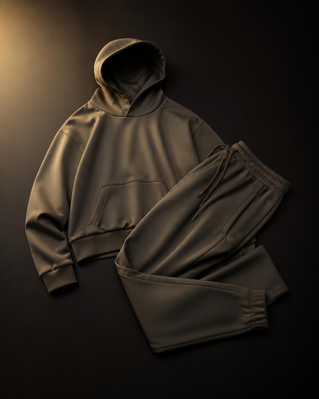 Conjunto de ropa deportiva, como sudadera y pants.