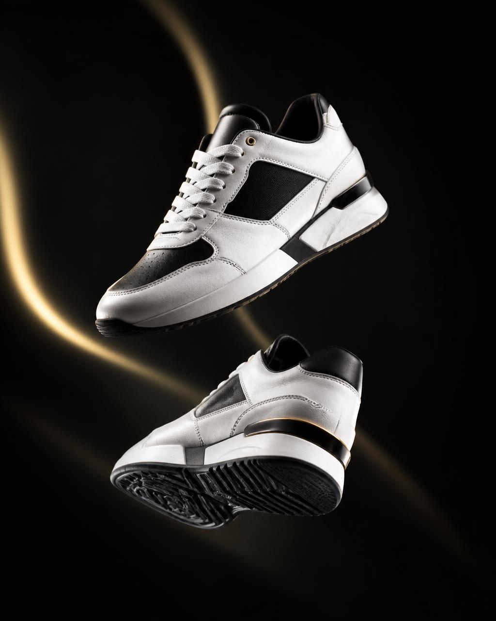 Colección de tenis de moda sobre un fondo oscuro.